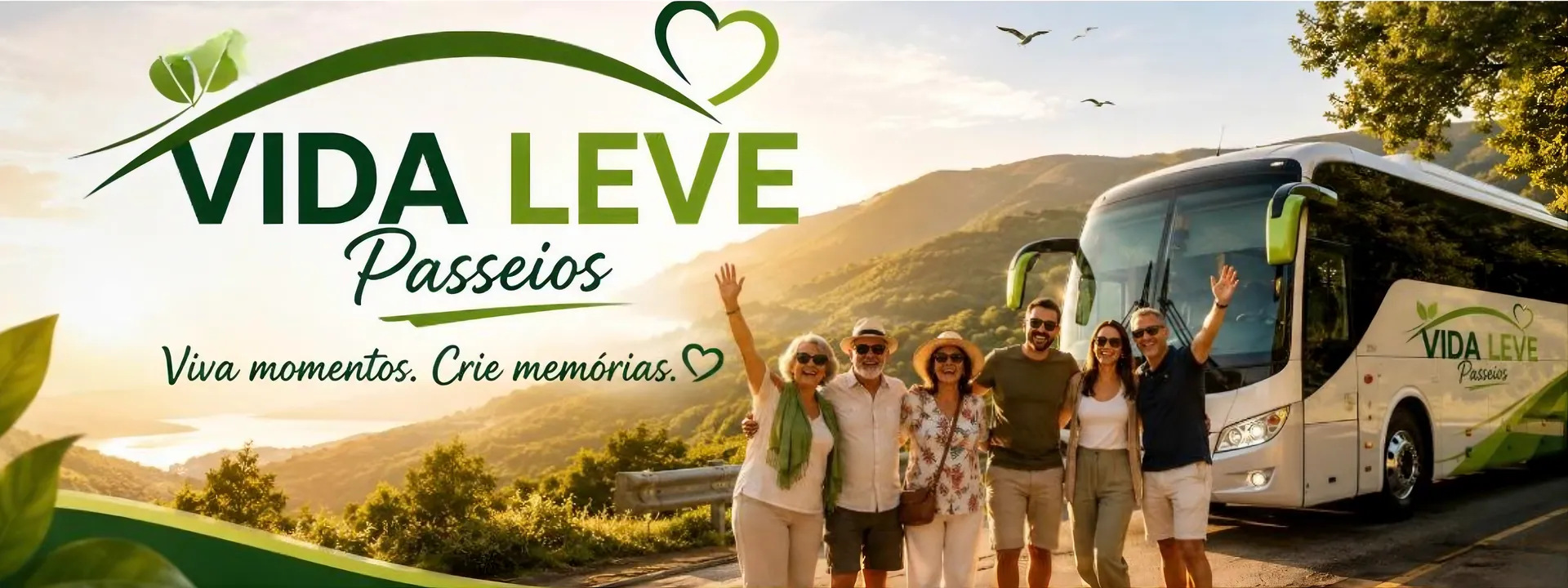 Vida Leve Passeios: viva momentos, crie memórias, junto a um ônibus de turismo e grupo de viajantes